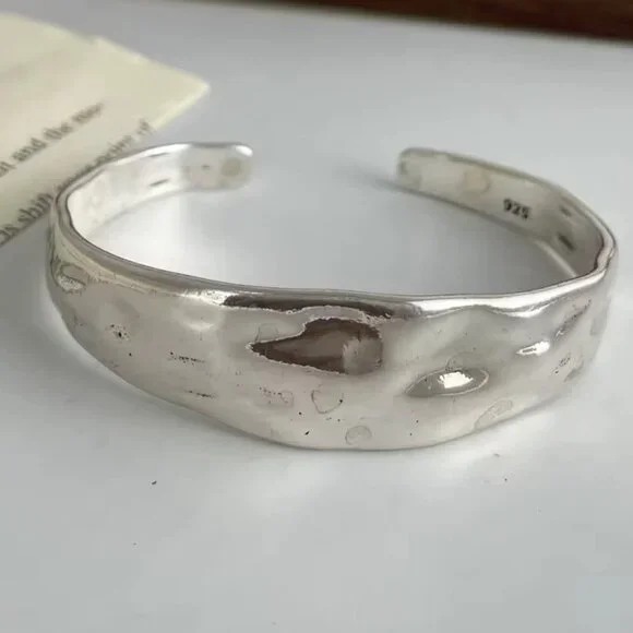 925 Silver Hammered Cuff #1550 - Picture 5 of 7